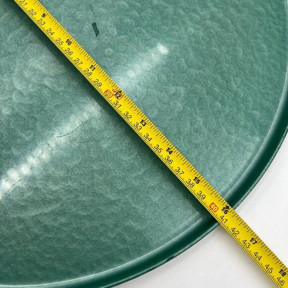 Hollywood Regency Enameled Finish Round Tray by Moire Glaze Kyes Green Vintage - Picture 7 of 9